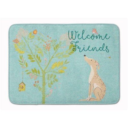 Carolines Treasures BB7591RUG Welcome Friends Brindle Greyhound Machine Washable Memory Foam Mat